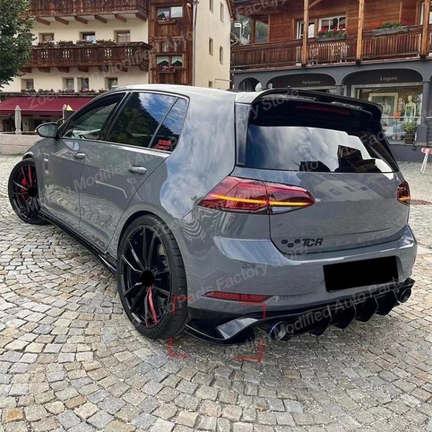 Para Volkswagen Golf MK7.5 GTI TCR 2017-2020 Difusor Trasero Placa Spoiler Labio Splitter Kit de Carrocería Tuning Accesorios para Coche