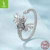 S925 Sterling Silver Feilong Open Ring, Retro Three-Dimensional National Tide Style Adjustable Ring Jewelry