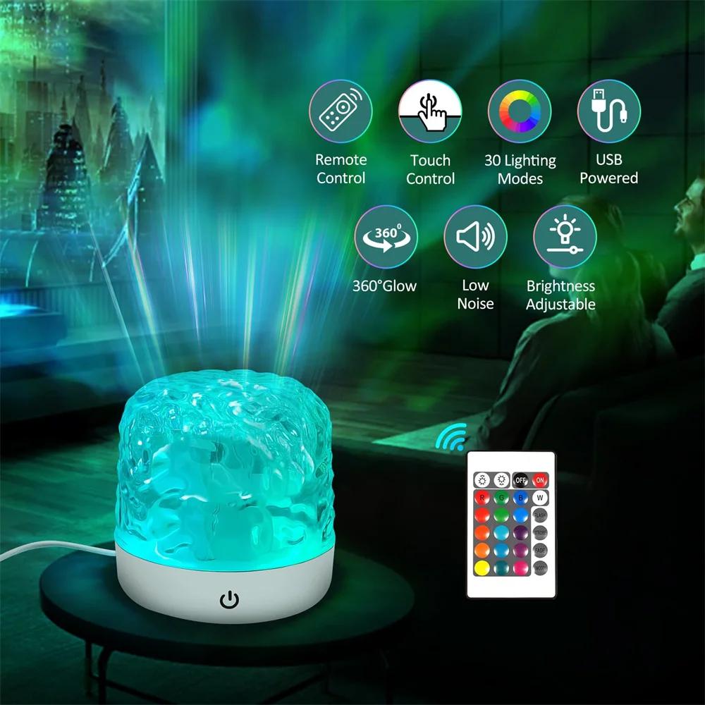 16 Color Projector Lamp Dynamic Water Ripple Night Light Bedroom Ambient Light USB Remote Cool Wall LED Light Gaming Room Decor