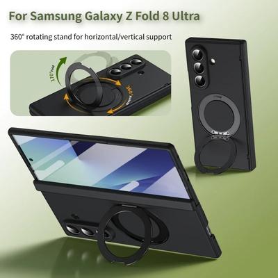 360 Rotating Ring Stand Hinge Protect Case for Samsung Galaxy Z Fold 8 Ultra 7 6 5 Screen Film for Magsafe Wireless Charge Cover