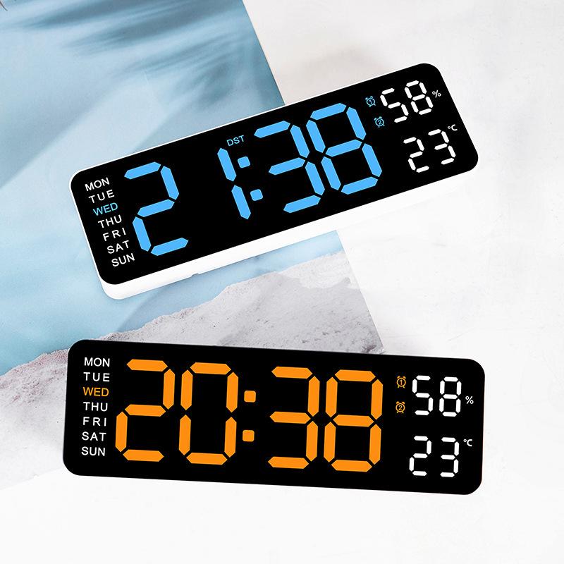 5503 Multi-Function Electronic Alarm Clock - Large Font, Rectangular Design, Wall-Mountable or Stand-Alone