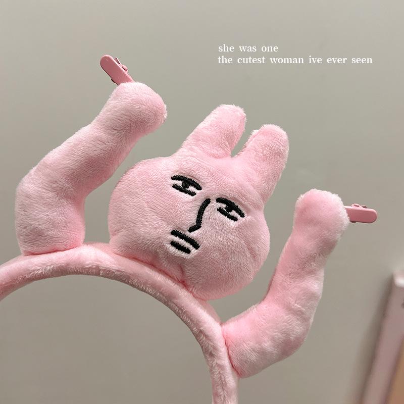 Quirky Pink Rabbit Headband for Hair Styling and Bangs Control