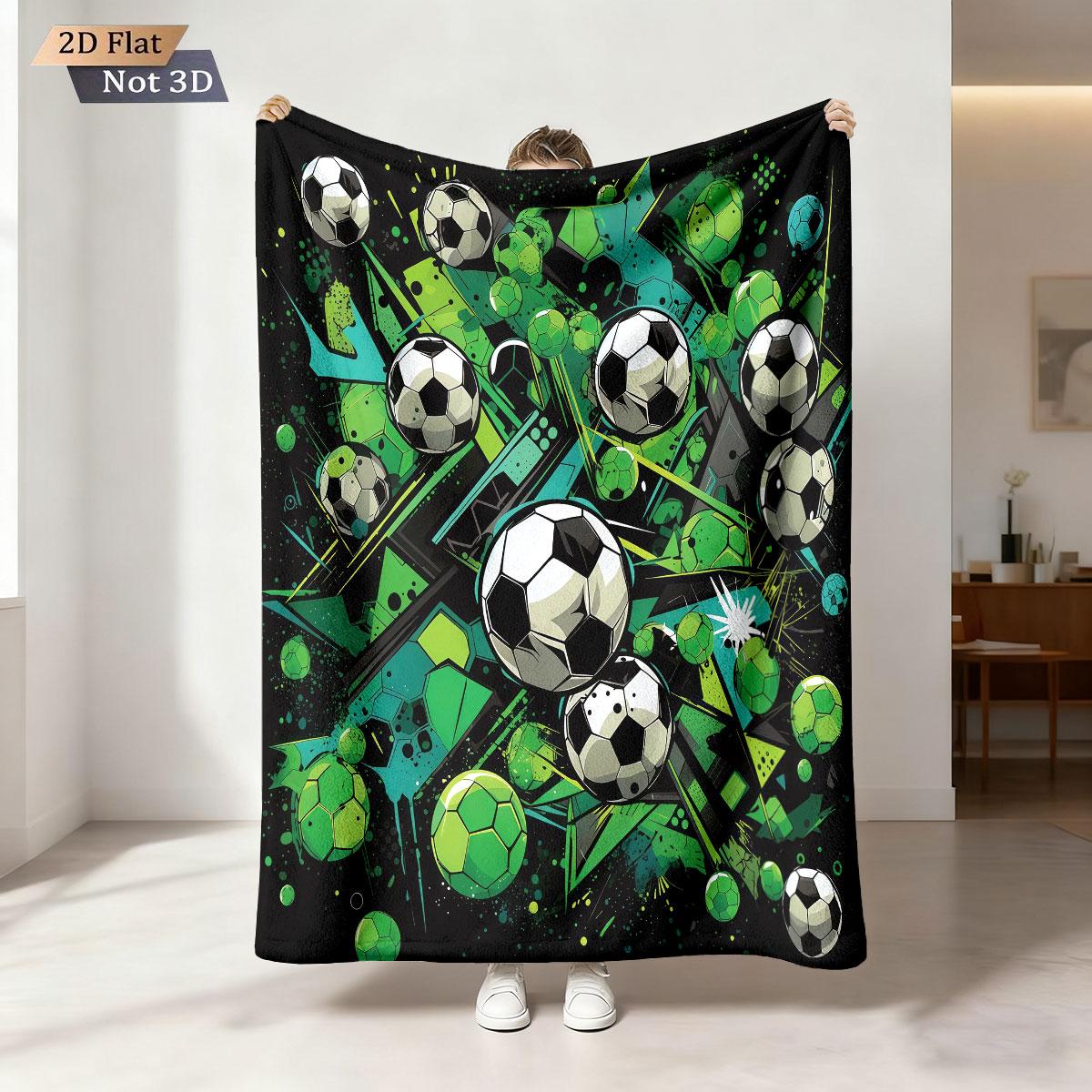 

1pc Football Text Printed Flannel Blanket With Various Sizes Soft And Comfortable Nap Cover Blanket Machine Washable 75x100cm (30x40inch)