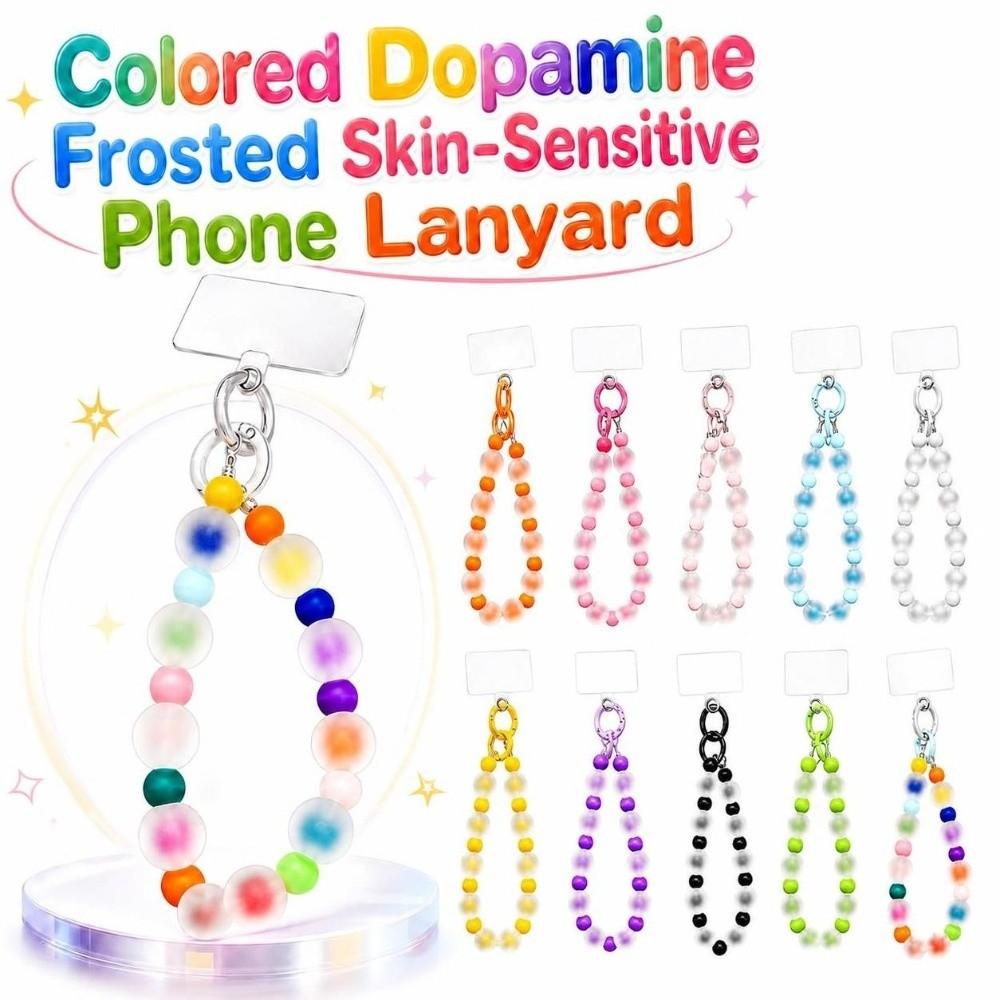 Frosted Skin-like Beaded Phone Lanyard Anti-lost Phone Charms Gifts Car Keychain  For Women Girls