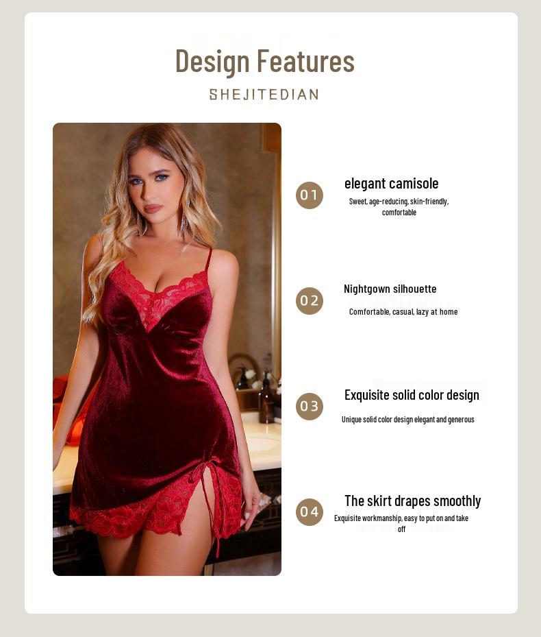 2025 Velvet Deep V Backless Nightgown: Elegant European & American Style for Women