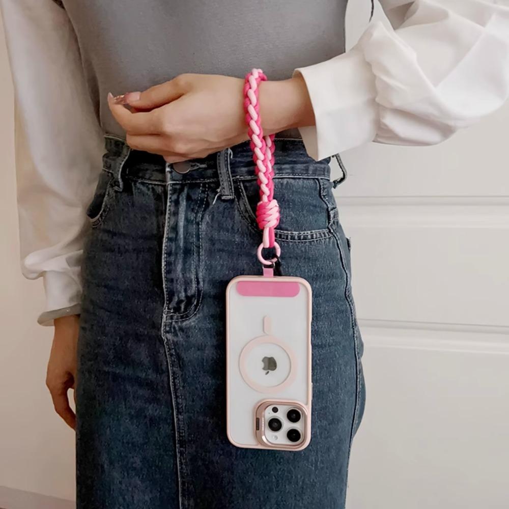IN Korea Universal Braided Short Mobile Phone Lanyard Strap Hanging Chain Ring Cord with Patch Wrist Strap Cell Phone Detachable