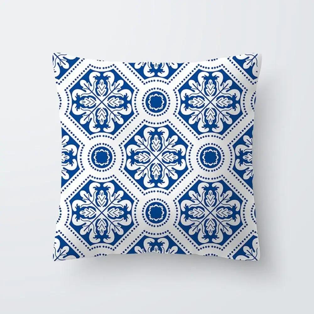 Bedroom Pillowcase Living Room Sofa Car Seat Chair Home Office Waist Cushion Cover Blue Simple Modern Home Decor