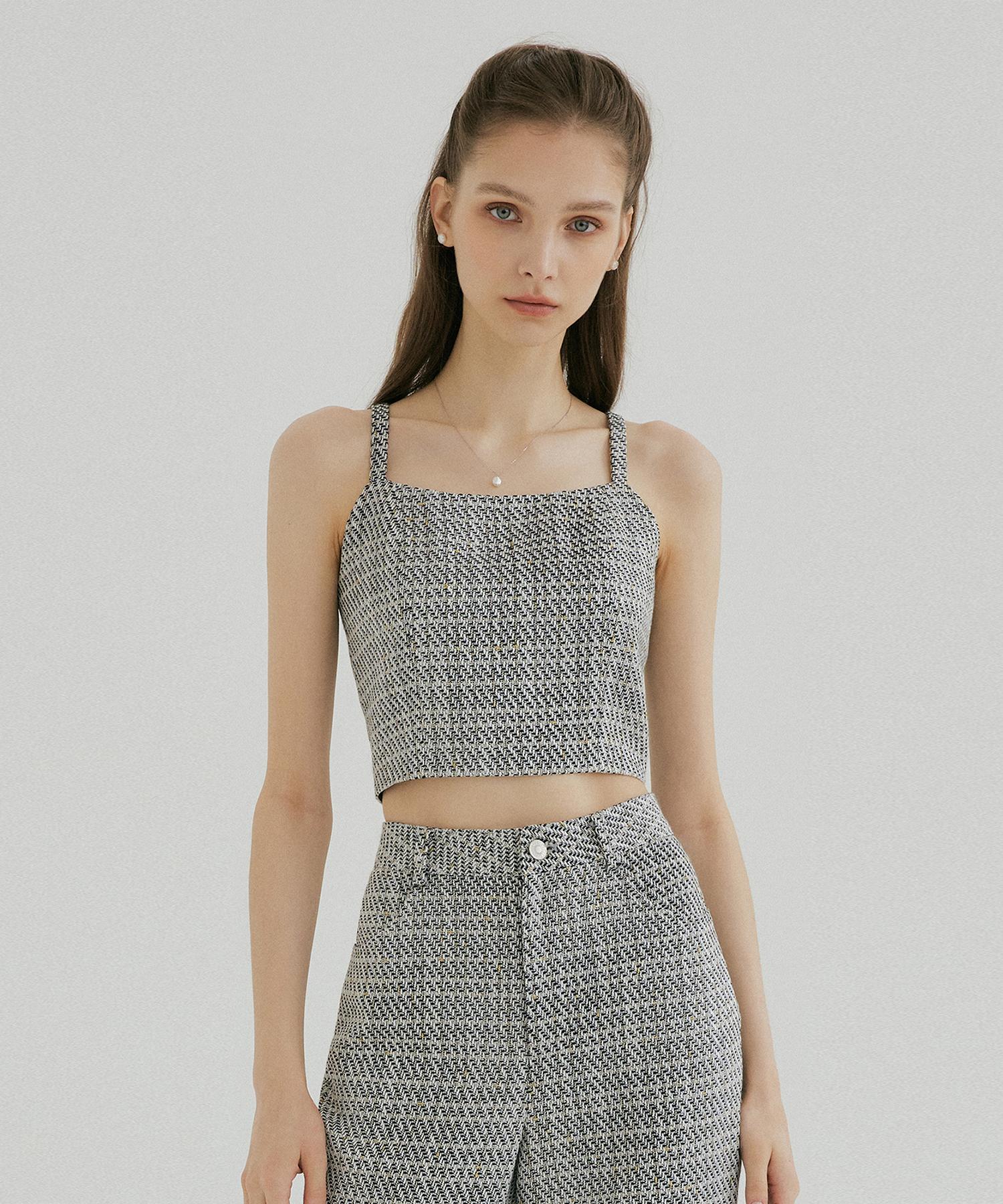Mullion Tweed Crop Top Black/S