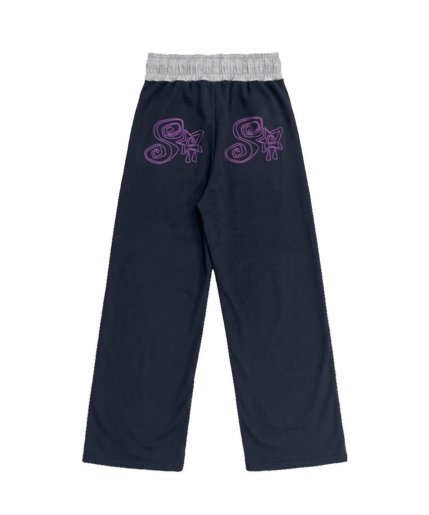 PAGESIISII Sisi Star Print Obi Color Block Sweatpants Pink