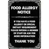 Food Truck Accessories Metal Tin Signs Vintage Food Allergy Safety Notice If You Have A Food Allergy Or Special Dietary