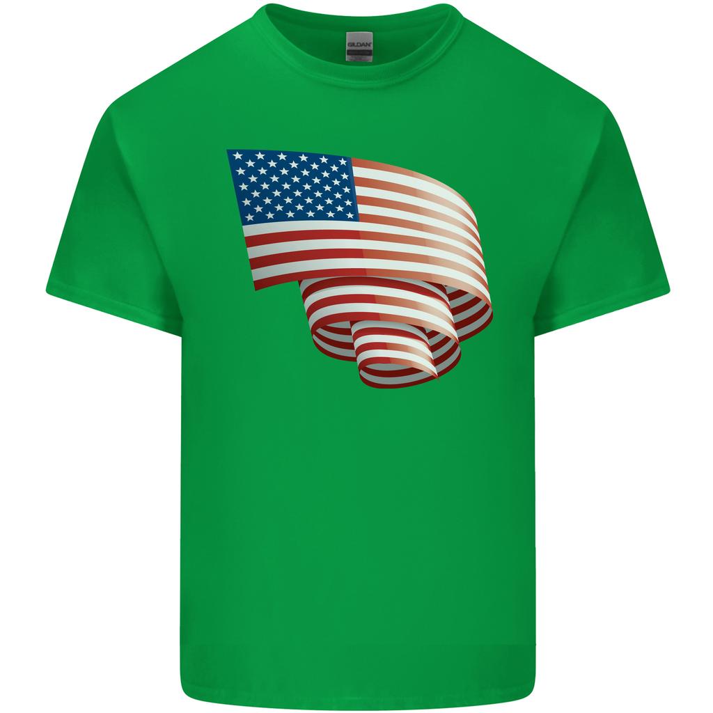 Curled Usa Flag Independence Day Football Unisexs Light Cotton Tshirt