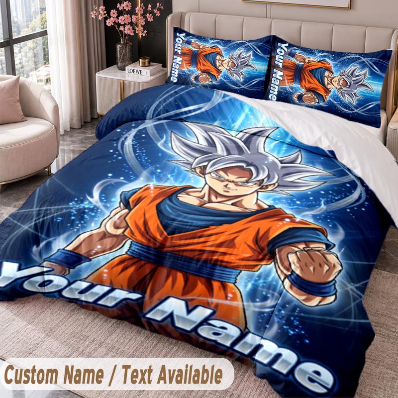 Custom Name Text 3Pcs Bedding Set Dragon Ball Duvet Cover And Two Pillowcases