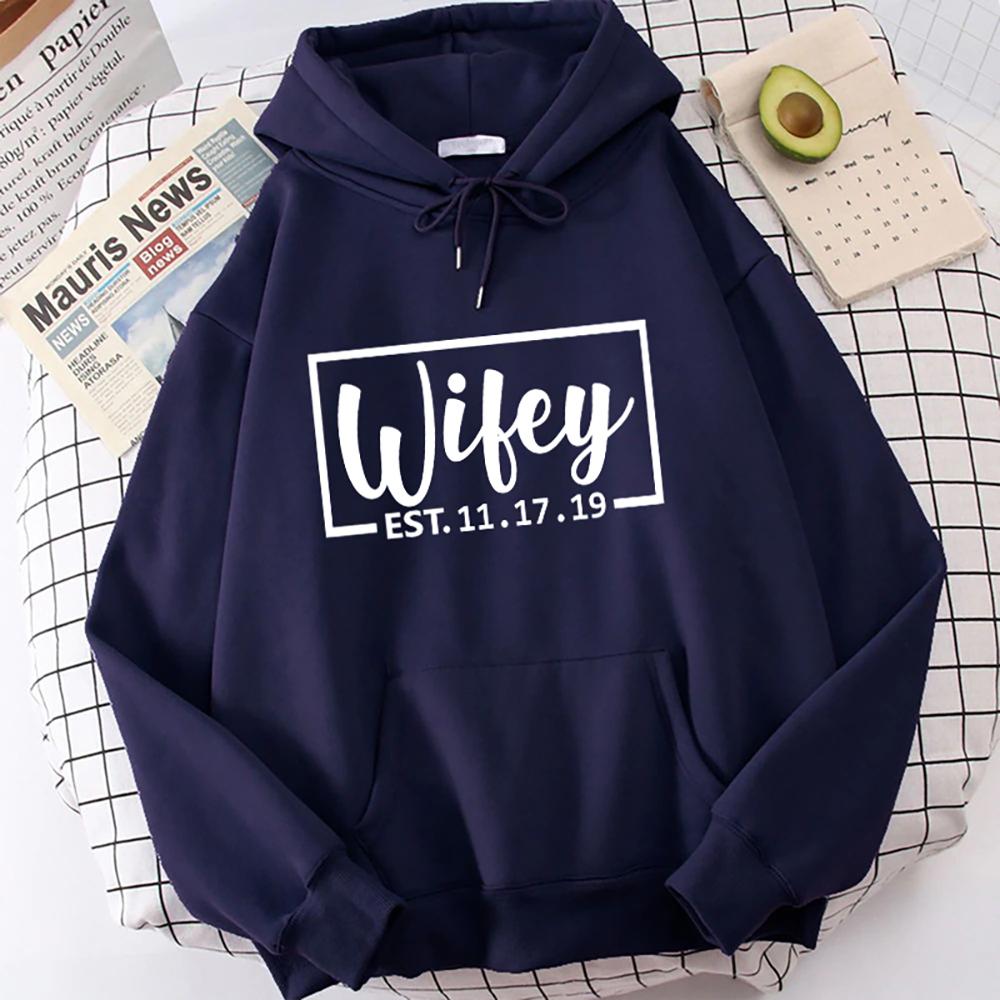 New Men'S Women'S Winter Autumn Fashion Hooded Wifey Casual Long Sleeve Hoody Hoodies Sweatshirts Loose Pullover