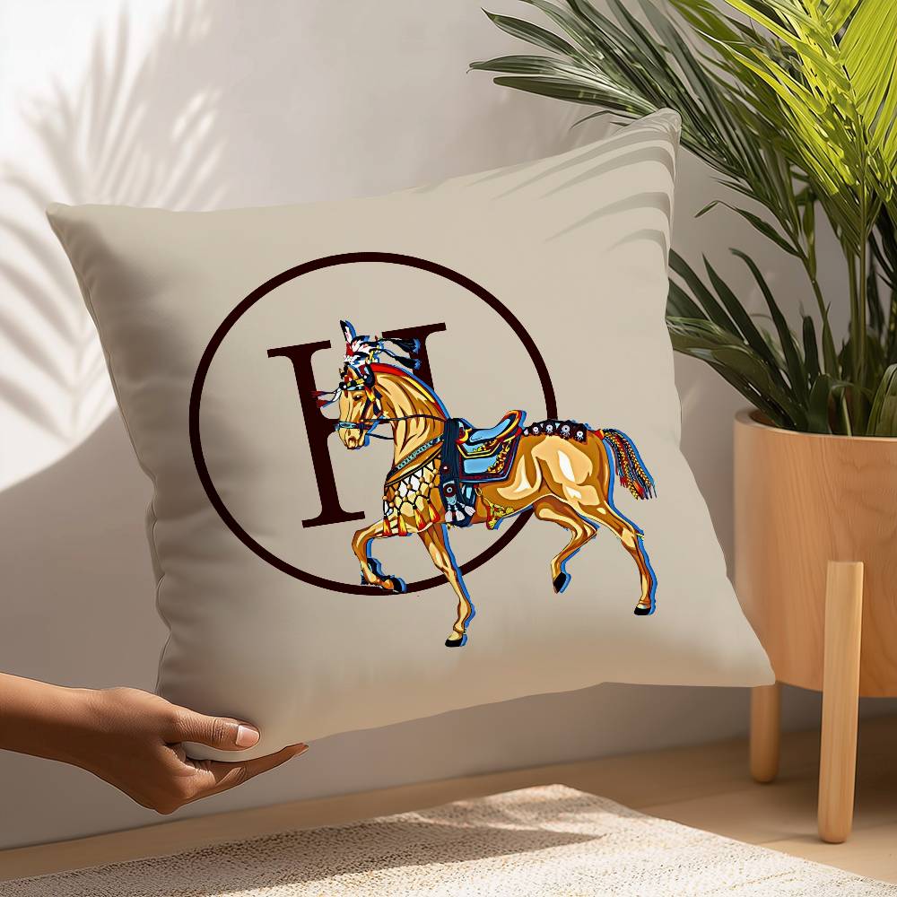 Luxury Horse Pillow Case Plush Fabric Soft  Pillowcase Double Sided Print Cushion Cover Household Gifts
