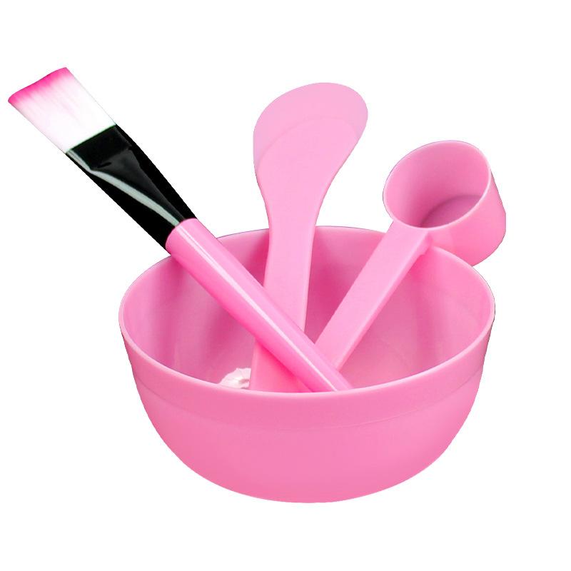 4Pcs Diy Facemask Mixing Tool Kit Facial Mask Bowl Stick Spatula Silicone Soft Face Brushes Spoons