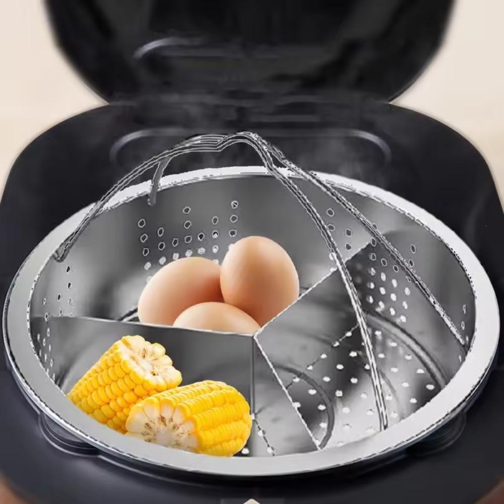 

Набор из 2 подставок для пароварки из нержавеющей стали с 3-мя решетчатыми разделителями, подставками для яиц, корзиной для пароварки и фруктами 2pcs серебряный