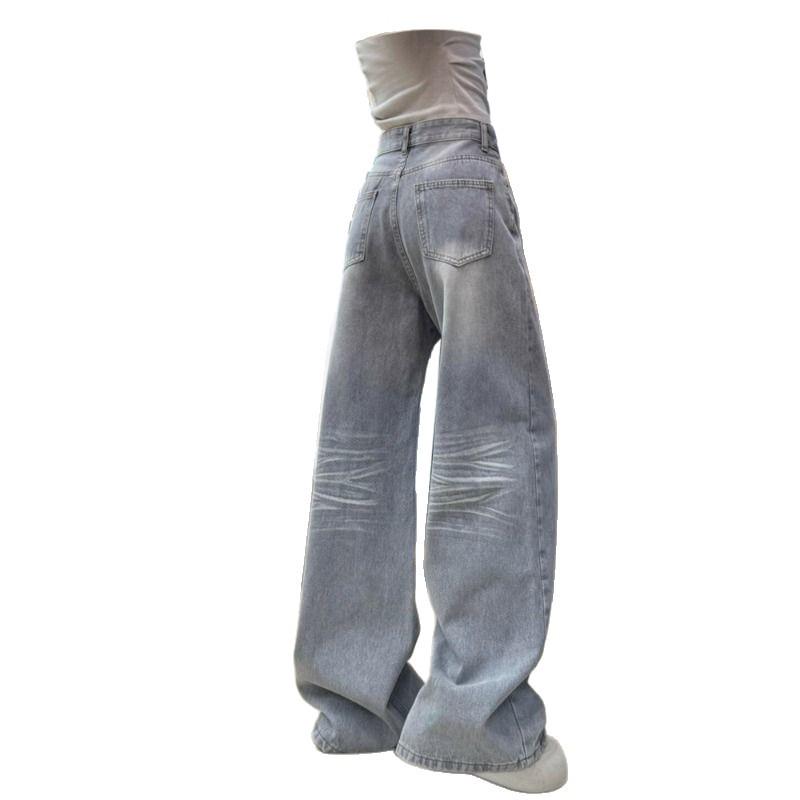 Women's High-Waisted Wide-Leg Retro Jeans in Washed Mocha Grey