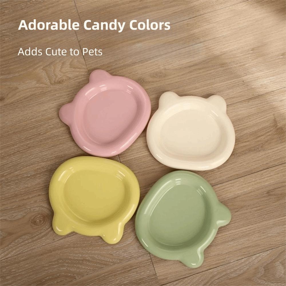 Cute Cat Food Dish Little Bear Dog Plate Colorful Kitten Bowl  for Puppy Cat
