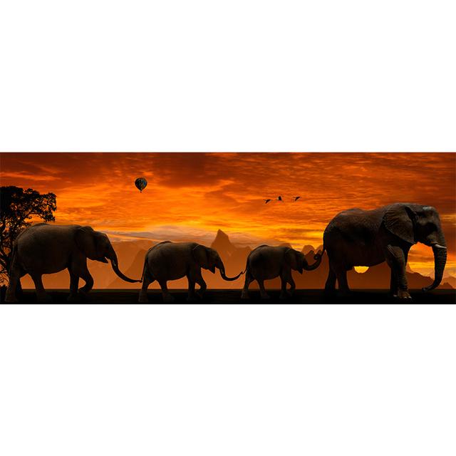 

Семья слонов, панорамная HD картина на холсте, гостиная, спальня, настенное искусство, украшение для дома, картина(Без рамки) 20*40cm