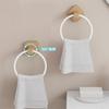 Wooden Toilet Towel Rack Wall-mounted Self-adhesive Paper Holder Roll Paper Stand Towel Ring Bathroom Accessories Set