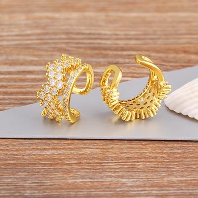 Nidin Creative Design Multilayer Ear Clip Cuff Earrings Delicate Fake Piercing Earrings For Women Trend Wedding Birthday Jewelry