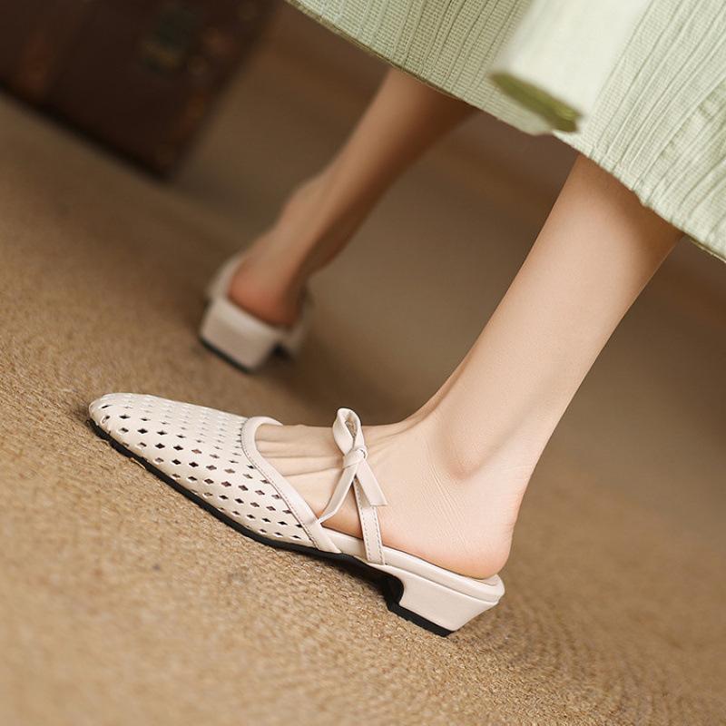 New summer bag head slippers cover one pedal sandals rubber soft sole size women's shoes casual flat slippers