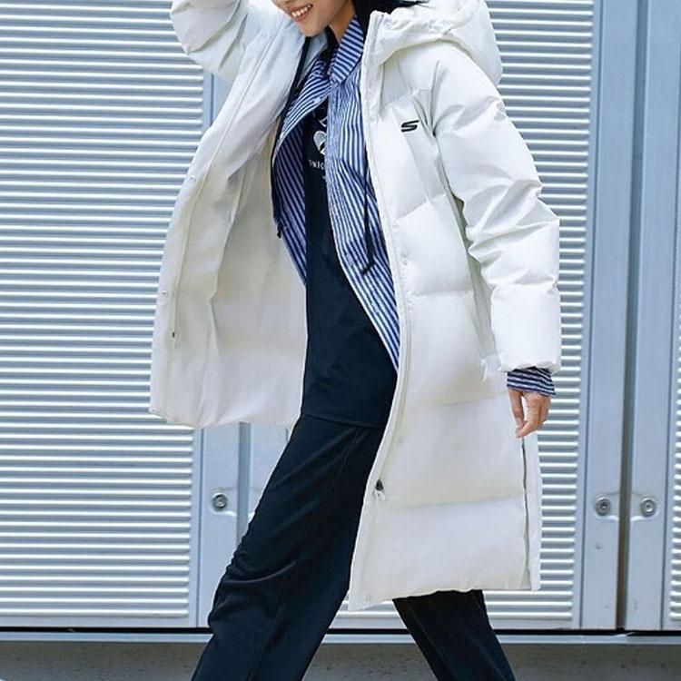(WMNS) Skechers Long Down Jacket 'White' Women's P422W050-000Q