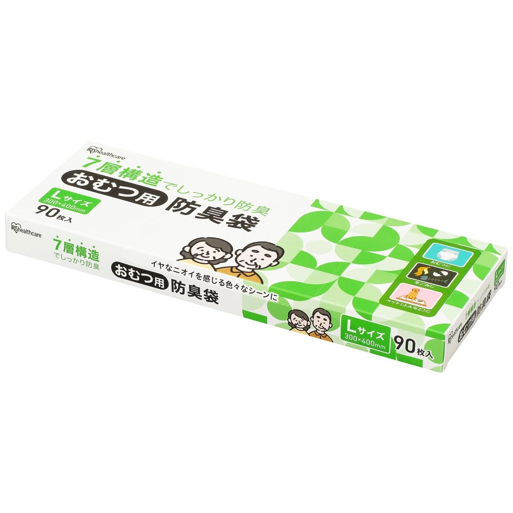 

IRIS OHYAMA Дезодорирующие пакеты для больших 90 Еда Просто и выбрасывайте подгузники, Размер, Штук, Дезодорирующие, Подгузники, Отходы, Домашние животные, Белый, 7-слойная структура, белый