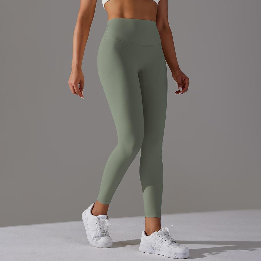 Nude Skin-friendly Yoga Pants Women Without Awkward Line High-waisted Bottoms To Lift The Buttocks Elastic Fitness and Sports Nine-minute Pants