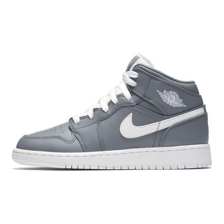 

New Jordan 1 Mid Cool Grey White GS 554725-036 36