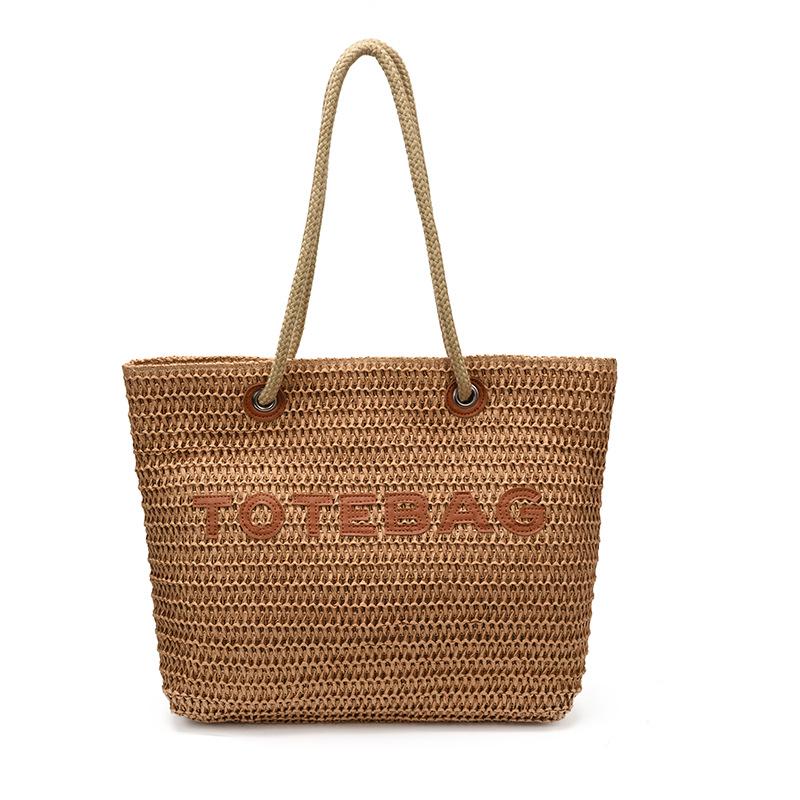 2026 Retro Fashion Large Capacity Woven Shoulder Tote for Summer Beach