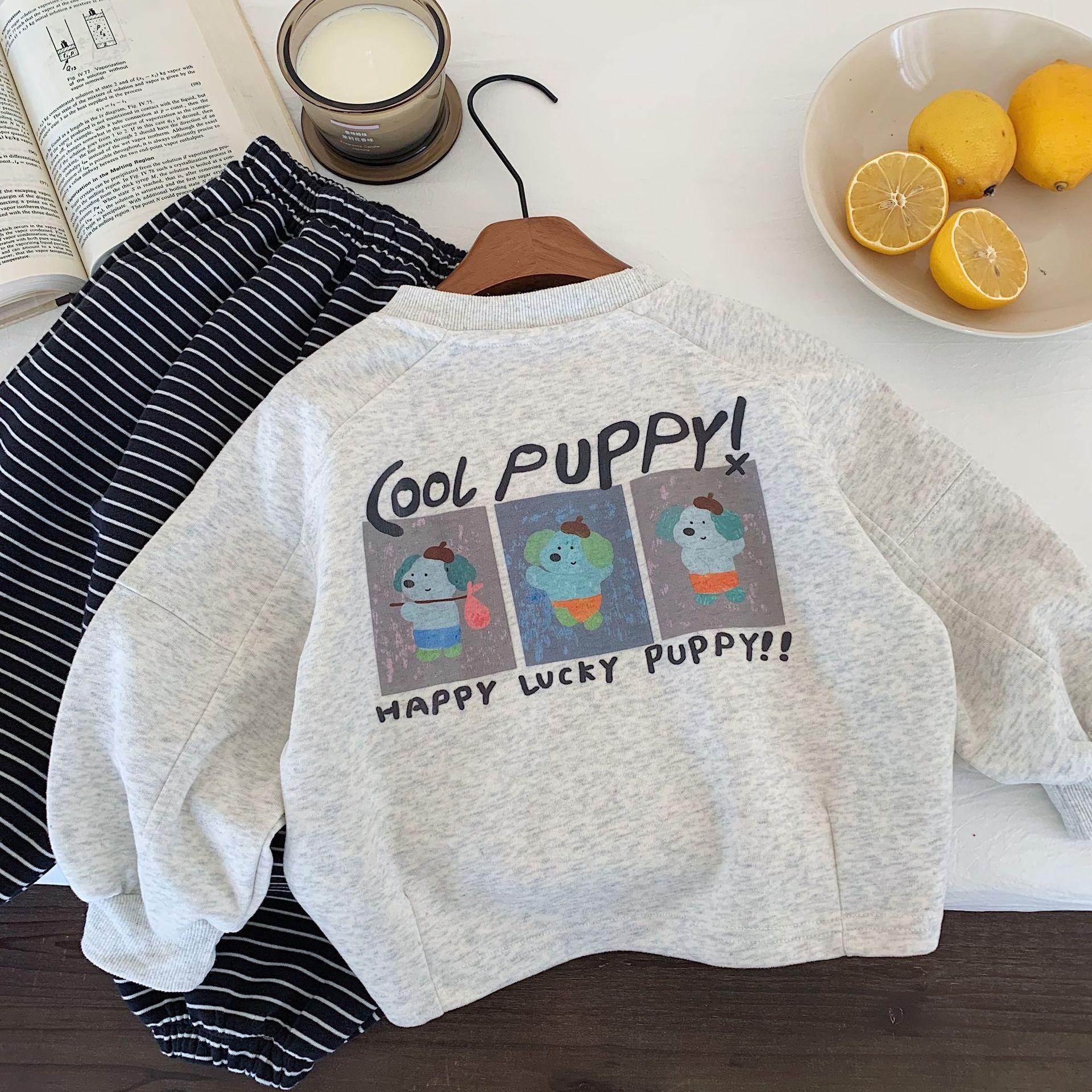 

Children s hoodie autumn cartoon puppy round neck pullover loose new children s clothing top 90cm