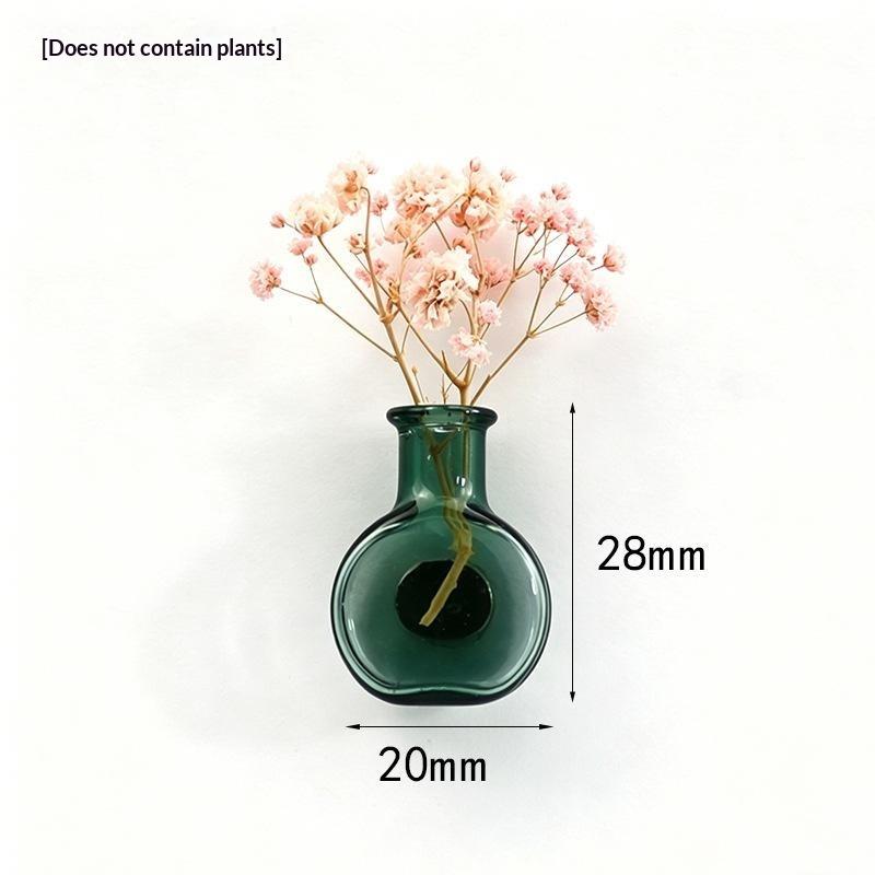 Mini Glass Vase Fridge Magnet Set Strong Magnetic Adhesion Secure Grip For Kitchen Decor Holding Tiny Plants Flowers