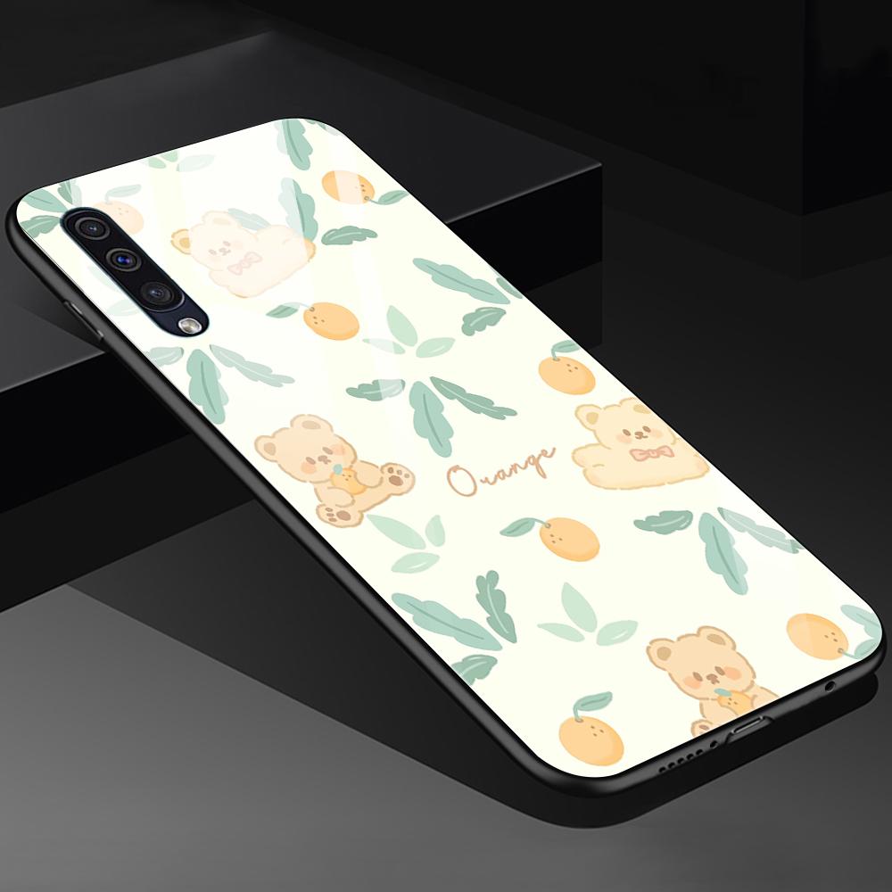 Cute Bear Case For Samsung Galaxy A52 A70 A71 A73 A53 A13 5g A03 A72 A22 A21s A03 Core A42 Tempered Glass Back Shell Covers