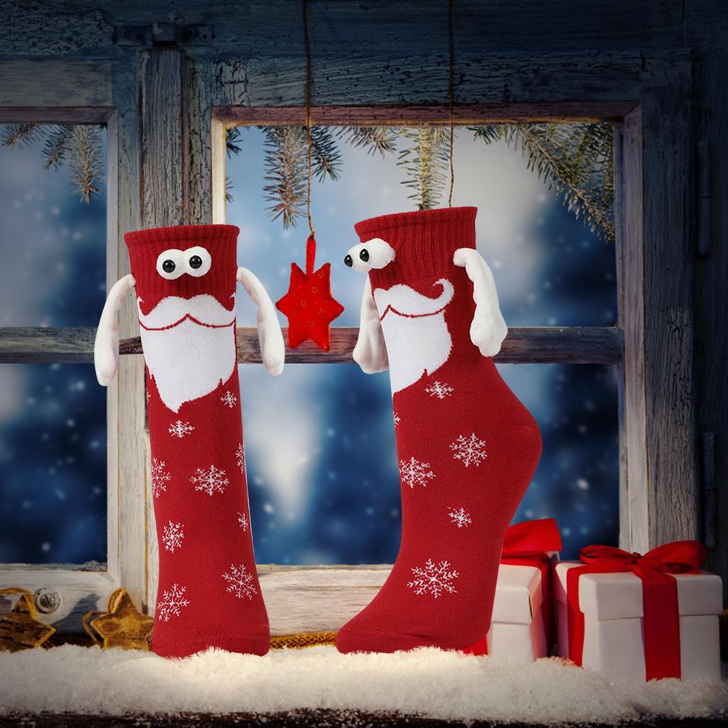 Christmas Holding Hands Socks For Couples, Magnetic Handles, Cute Holding Hands, Christmas Socks