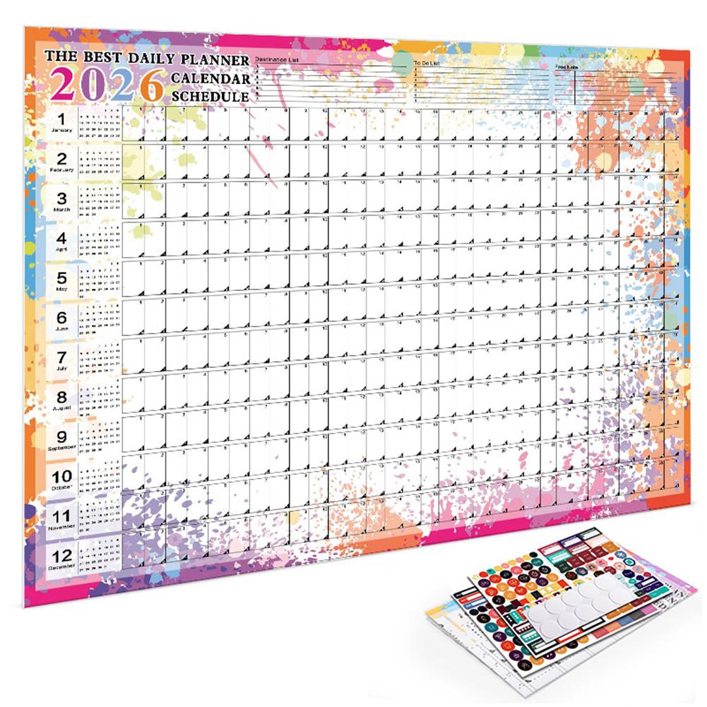

Newest 2026 Calendar Large Wall Calendar 365 Days Planner Sheet To Do List Check-In Plan Daily Weekly Agenda Schedule Organizer