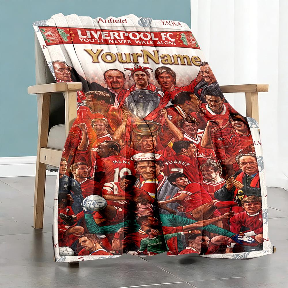 Liverpool Personalizovaná deka se jménem Lehká přizpůsobitelná deka Hřejivá dekorace Vhodná na zdřímnutí, do postele, na pohovku, do domácnosti Ideální pro všechna roční období