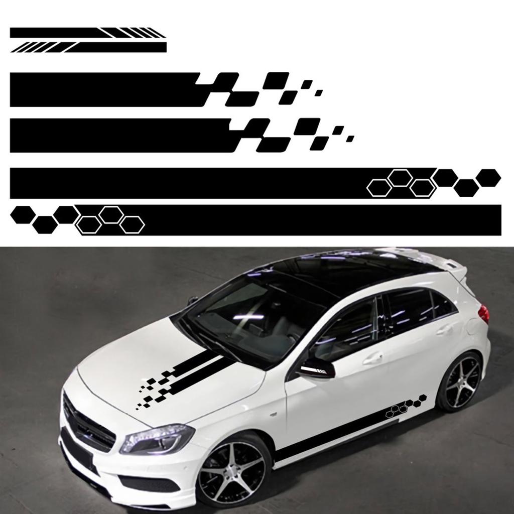 5 Pieces  Vinyl Car Side Sticker Auto Body Racing Sports Decals Universal Car Truck DIY Decal Stripe Vinyl Stickers