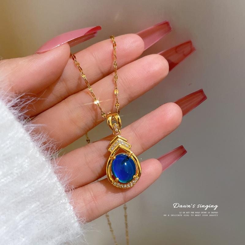 Collier à la mode pour femmes, en cuivre, Micro incrusté, en acier, Simple, maille rouge, chaîne de collier exquise