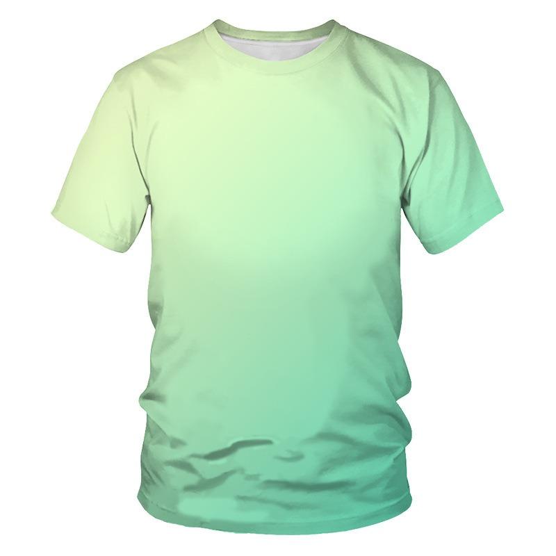 

Летняя новая однотонная градиентная повседневная 3D-футболка с цифровой печатью, мужская футболка с коротким рукавом 6XL