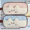 Cute Kitten Design Puff Cat Pencil Case Cartoon Cat Handheld Pencil Bag  Student