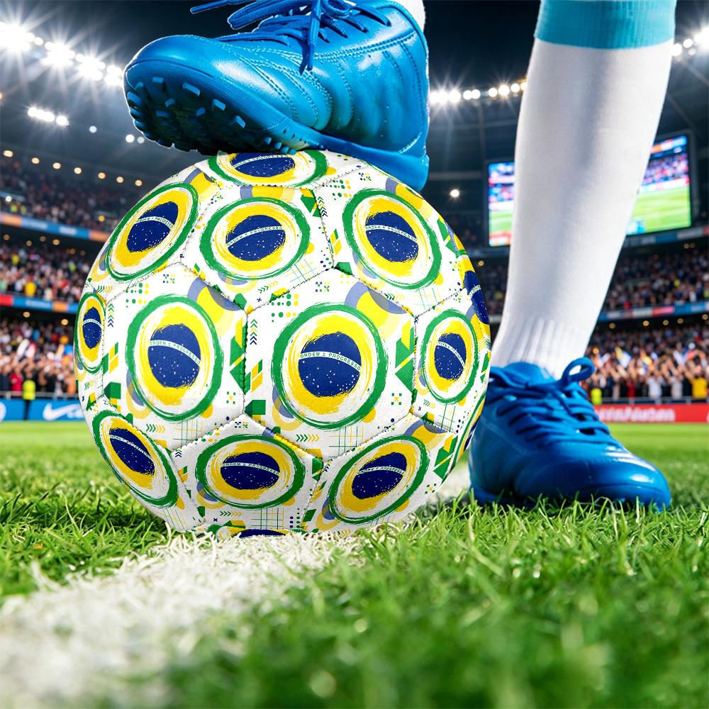 Brasilien Fußball Aufdruck Größe 5 Fußball Ball Verschleißfest Standard Erwachsenen Trainingsfußball Fan Geschenk für Indoor Outdoor Spiel Sport