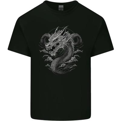 Greyscale Dragon Kids T-Shirt Childrens