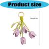 Artistic Tulips Themed Key Accessory Crafted From Leather With Elegant Bead Embellishment