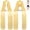 CaseEden Cosplay Twin Tail with Mixed Gold Golden Includes 2 Wig Nets Wig, Long, 120cm, Bun, Blonde, Blonde,