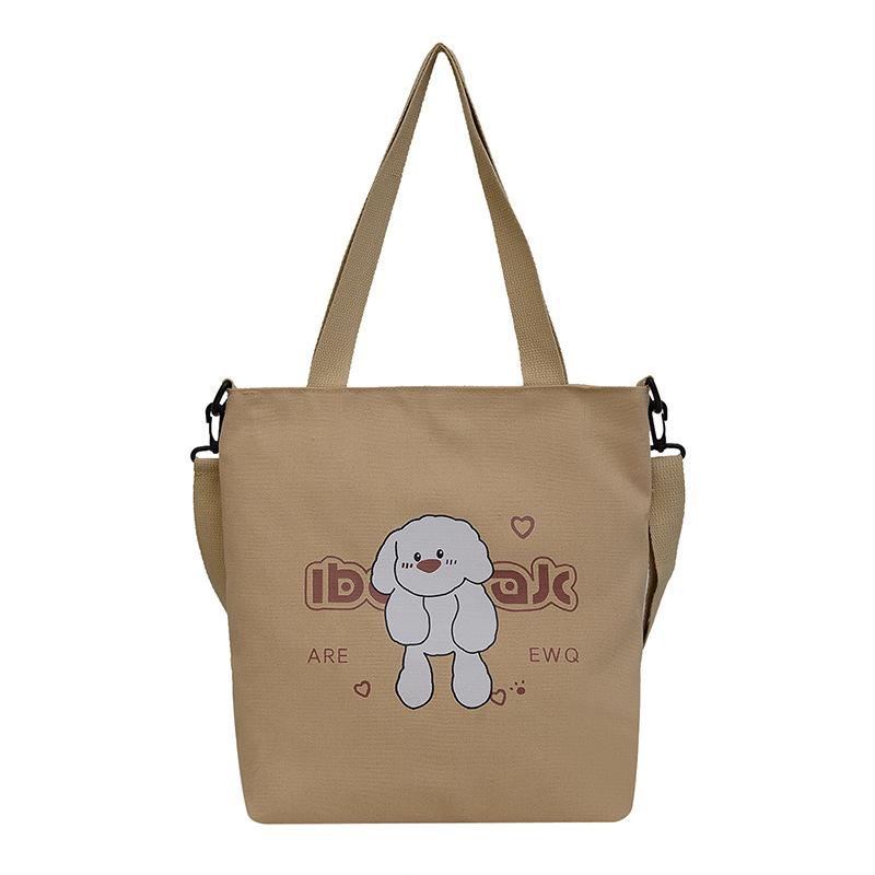 Canvas bag shoulder bag college student class bag large capacity cartoon print canvas bag messenger bag
