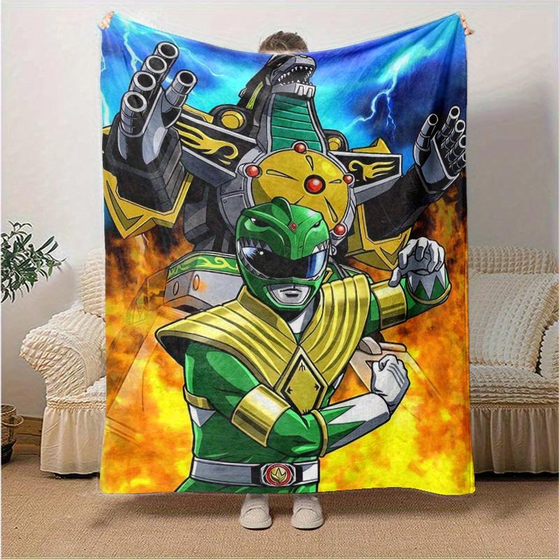 1pc, Power Rangers Dino Charge Green Ranger Home Decor Blanket, Perfect for Couch, Bed, Travel, Camping, Car, Beach, Office Nap, Soft Throw Gift for F
