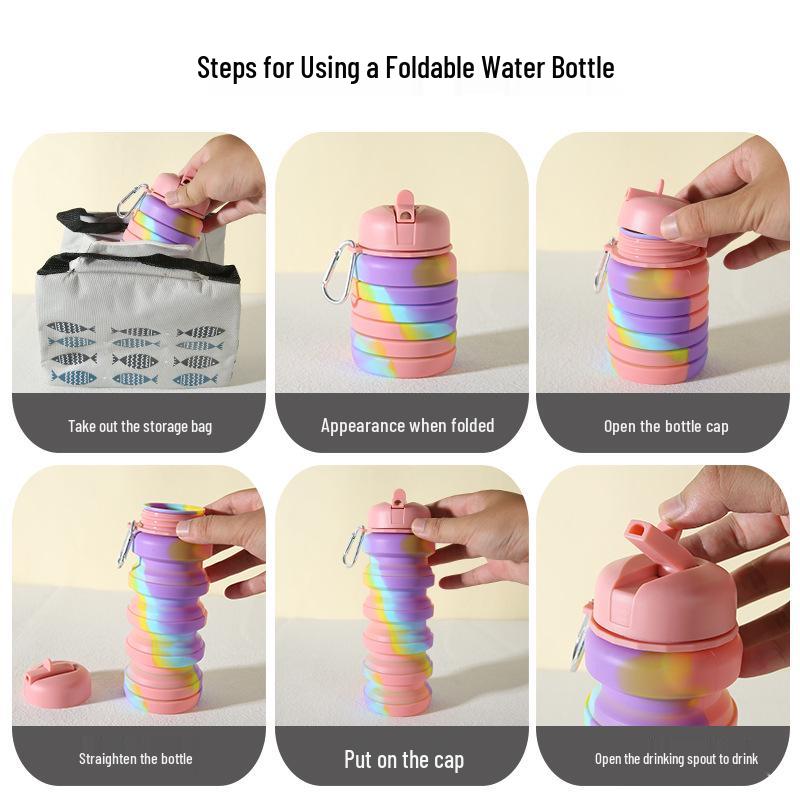 Portable Foldable Silicone Water Bottle - Outdoor Telescopic Camouflage Design