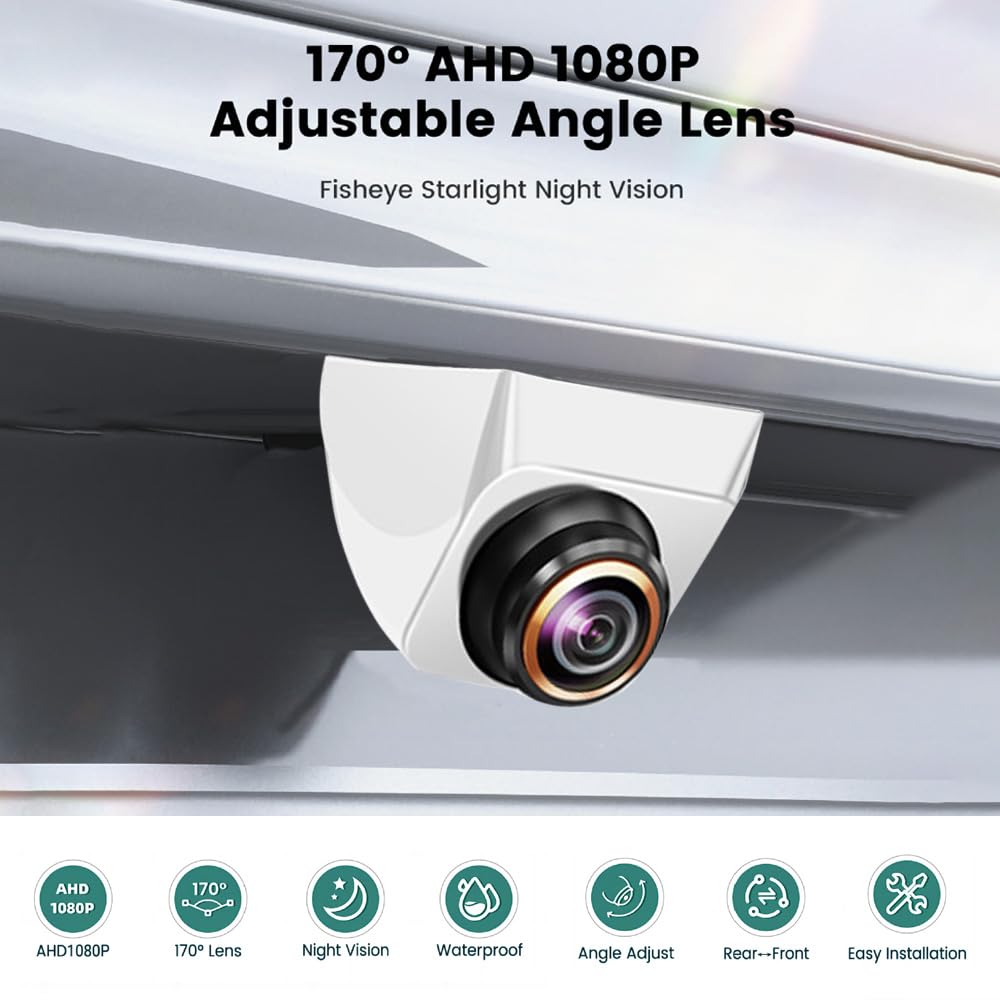 Car Backup View Camera,Car Backup/Front View Camera 170° Wide Angle Fisheye Lens 1080P Night