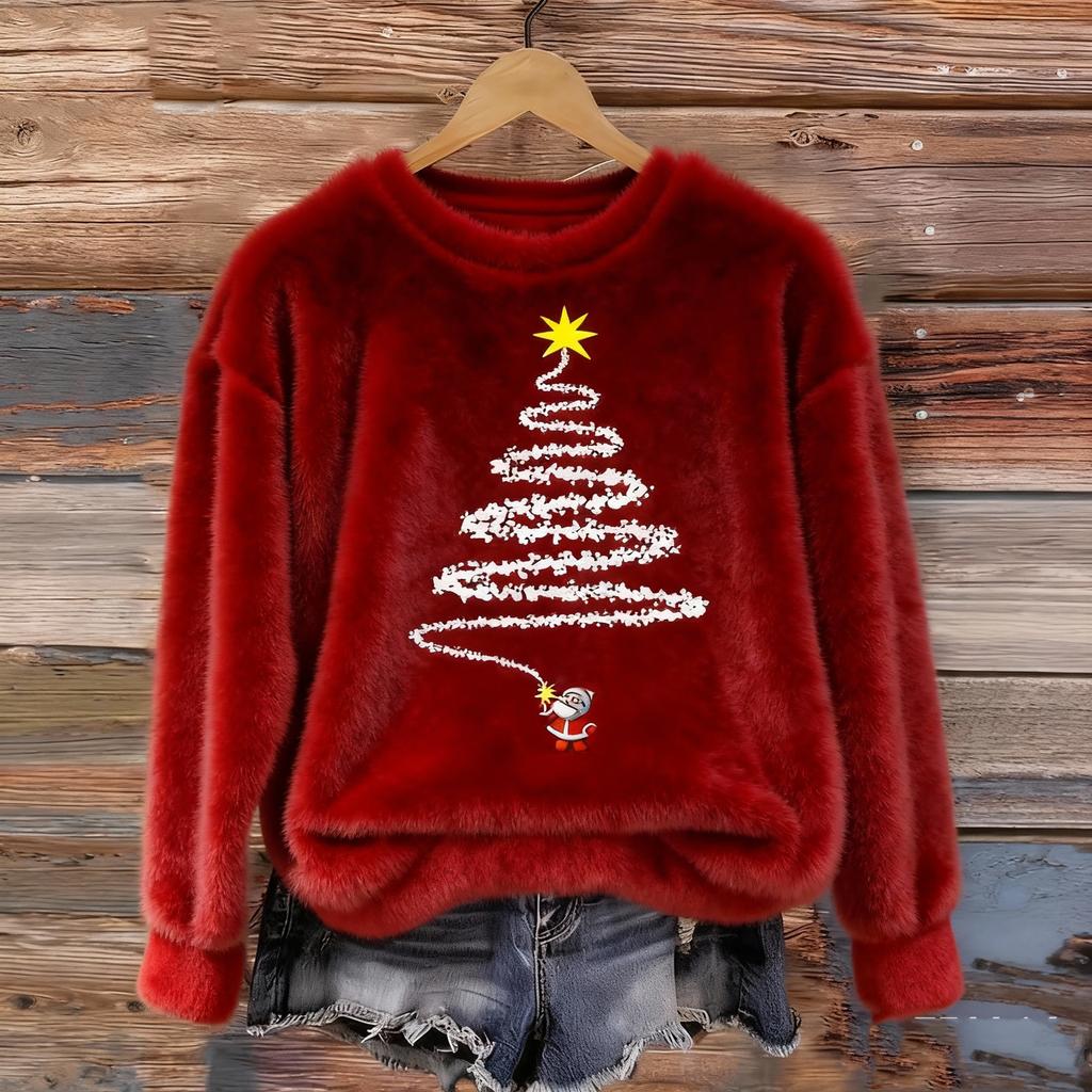 Ladies Fashion Casual Long Sleeve Printed Round Neck Hoodie Pullover Top